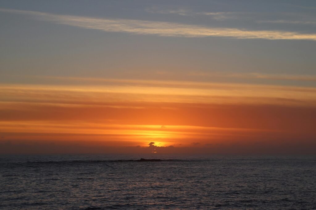 Stunning sunrise with vibrant hues over Coogee Beach, NSW. Perfect for tranquil and serene themes.